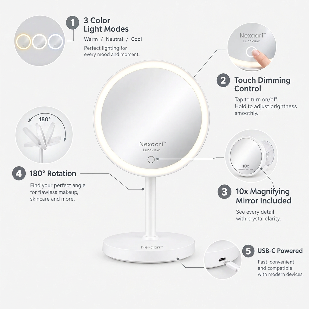Nexqari™ LED 化妆镜特点图