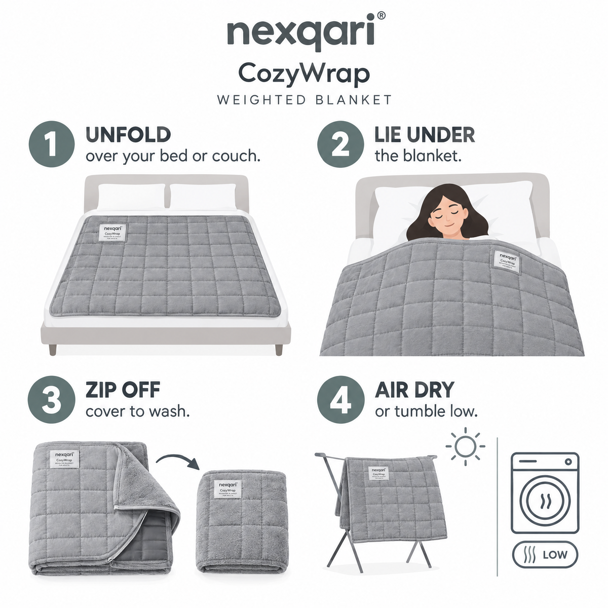 Nexqari™ CozyWrap Weighted Blanket for Adults (12 lbs)