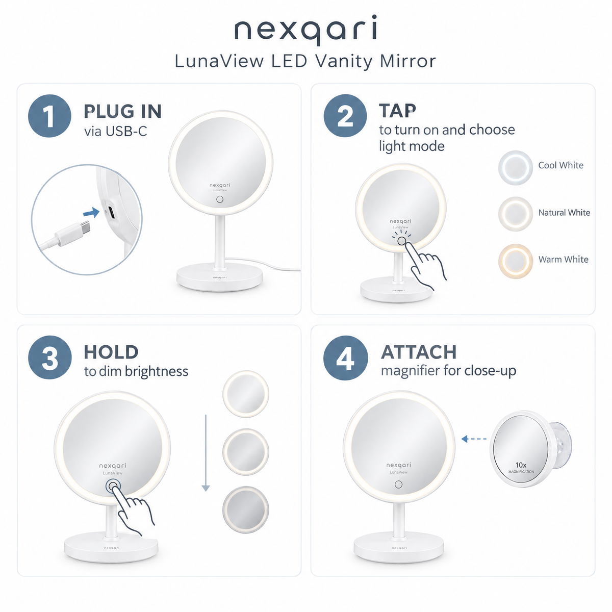 Nexqari™ LunaView LED Vanity Mirror