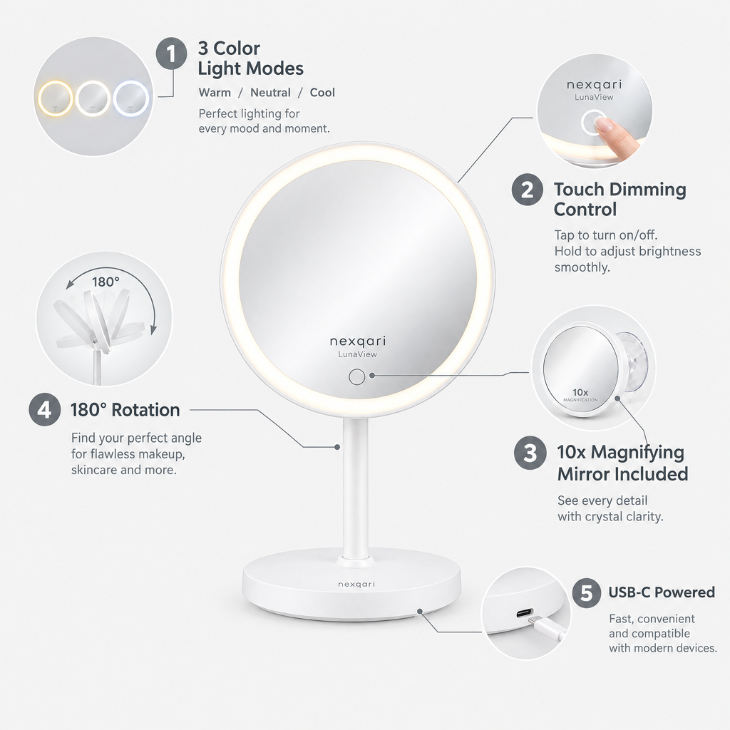 Nexqari™ LunaView LED Vanity Mirror