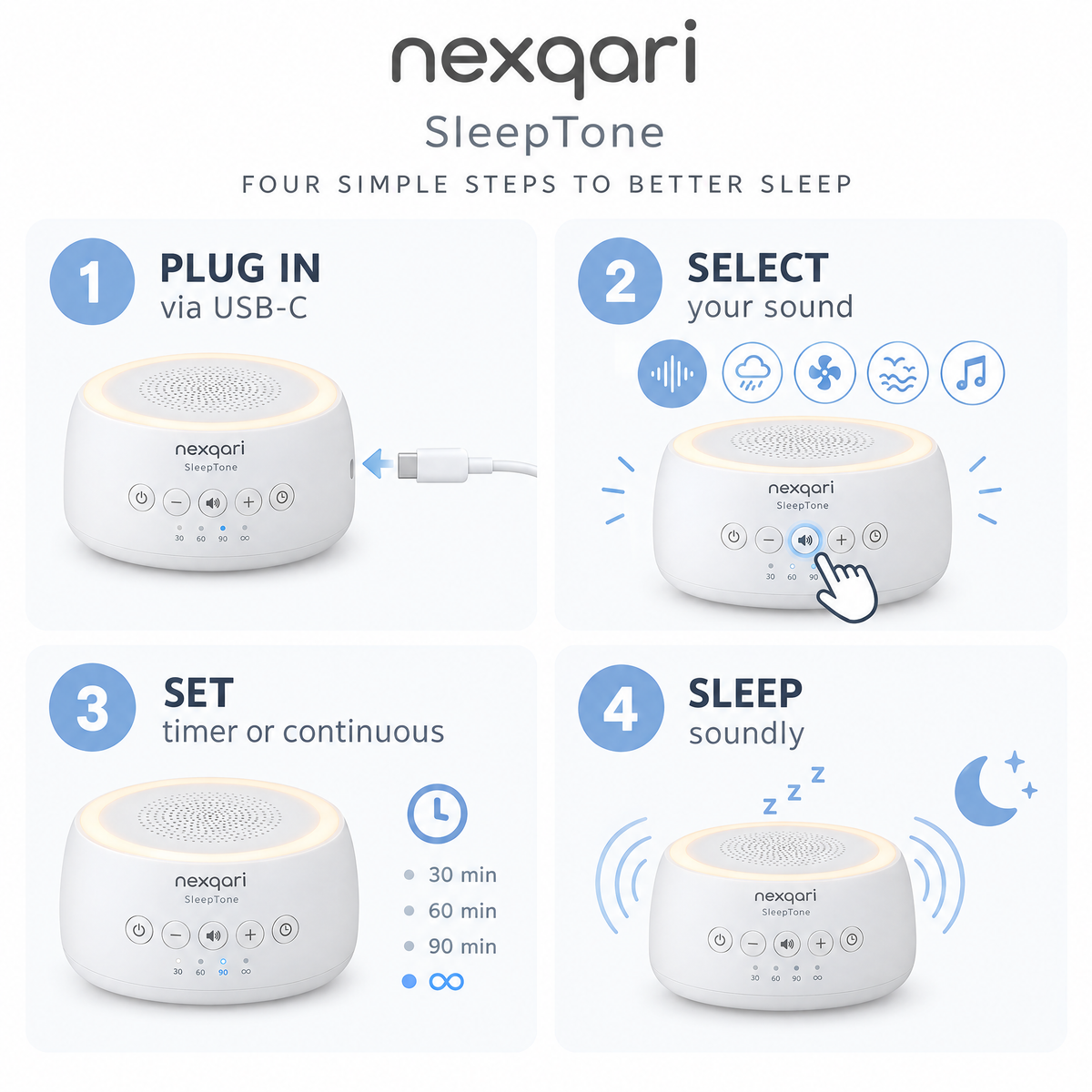 Nexqari™ SleepTone White Noise Sound Machine