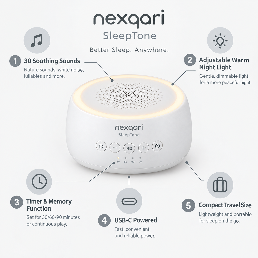 Nexqari™ SleepTone White Noise Sound Machine