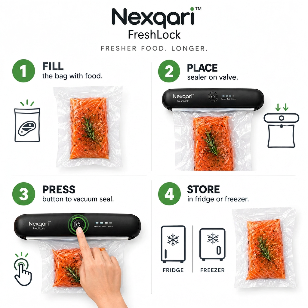 Nexqari™ 真空封口机使用步骤图